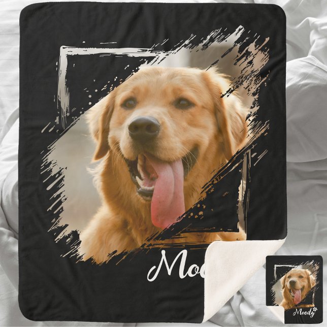Cobertor Sherpa Pet Photo e Name Personalizados Sherpa Fleece Blan (Custom Pet Photo & Name Sherpa Fleece Blanket)