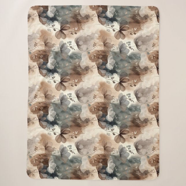 Cobertor Sherpa Pétalas e Vinhas Abstratas — Elegância Sofisticada (Frente)