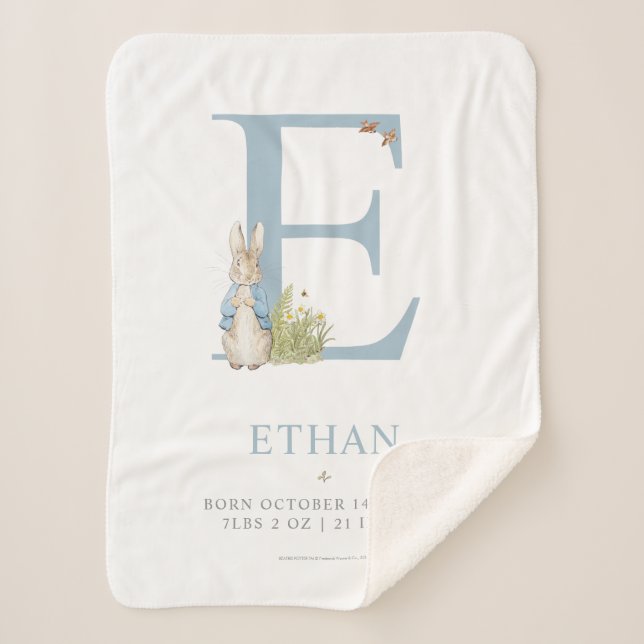 Cobertor Sherpa Peter Rabbit | Carta Personalizada E (Frente)