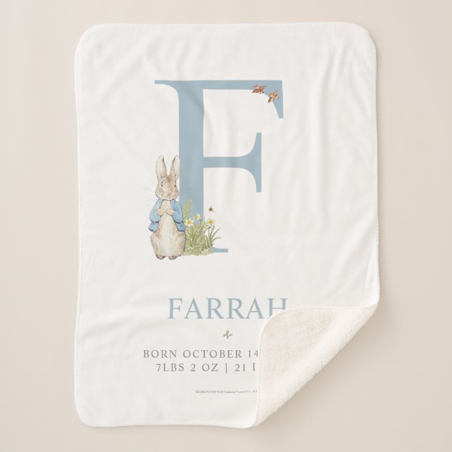 Cobertor Sherpa Peter Rabbit | Carta Personalizada F (Frente)
