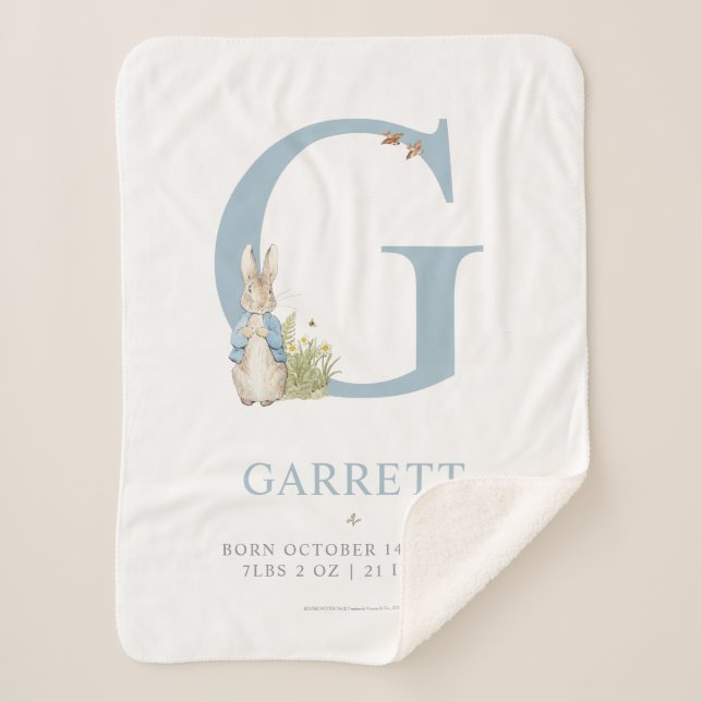 Cobertor Sherpa Peter Rabbit | Carta Personalizada G (Frente)