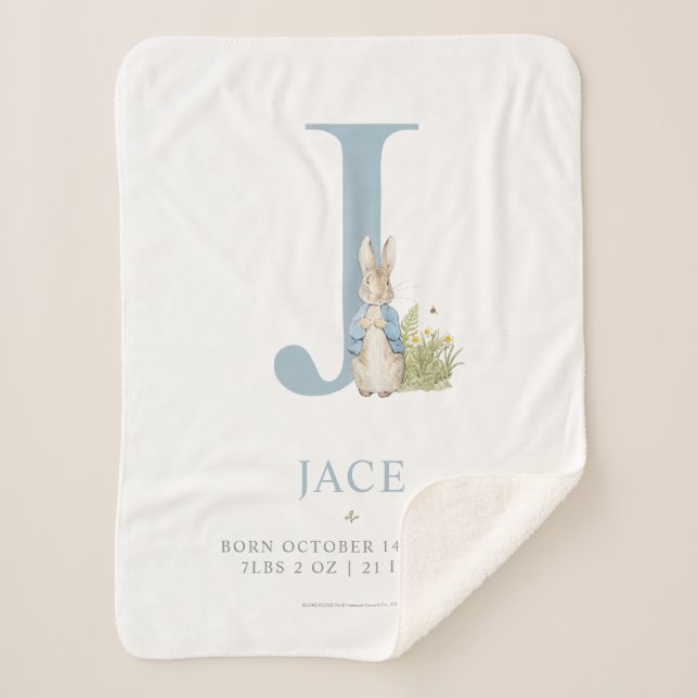 Cobertor Sherpa Peter Rabbit | Carta Personalizada J (Frente)
