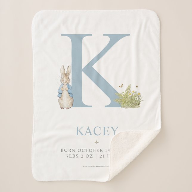 Cobertor Sherpa Peter Rabbit | Carta Personalizada K (Frente)