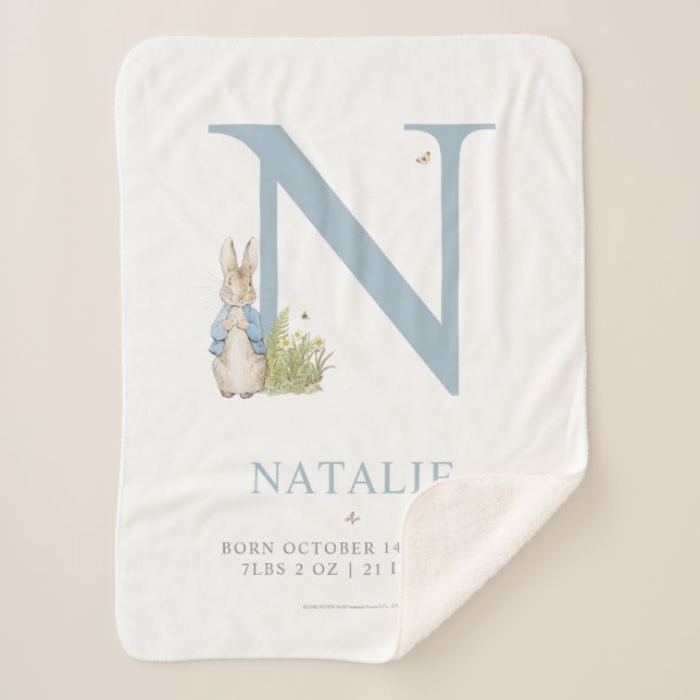 Cobertor Sherpa Peter Rabbit | Carta Personalizada N (Frente)