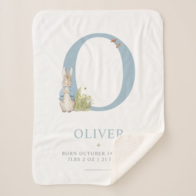 Cobertor Sherpa Peter Rabbit | Carta personalizada O (Frente)