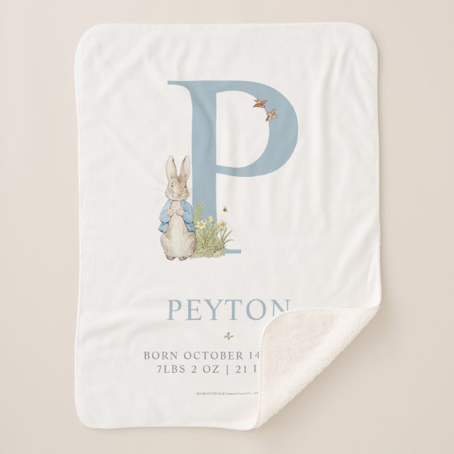 Cobertor Sherpa Peter Rabbit | Carta Personalizada P (Frente)