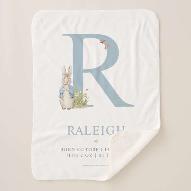 Cobertor Sherpa Peter Rabbit | Letra personalizada R (Frente)