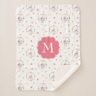 Cobertor Sherpa Peter Rabbit   Padrão Floral Wreath