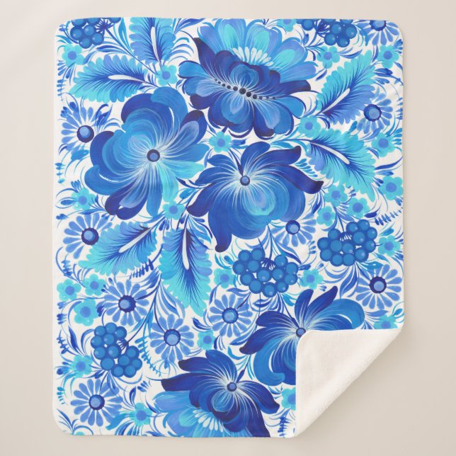 Cobertor Sherpa Petrikivka Ukrainian traditional folk art.  (Frente)