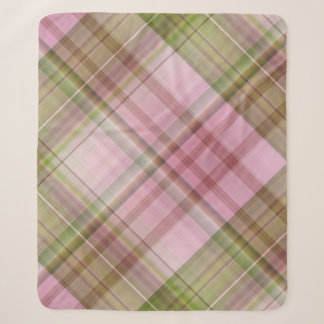 Cobertor Sherpa Petúnias Rosa Xadrez Rosa e Verde