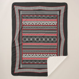 Cobertor Sherpa Phaistos Ritual: Minoan Black & Red Sherpa Blanket