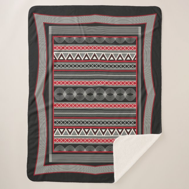 Cobertor Sherpa Phaistos Ritual: Minoan Black & Red Sherpa Blanket (Frente)