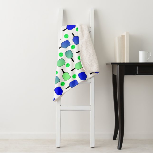 Cobertor Sherpa Pickleball Azul e Verde Coloca bolas Verdes (In Situ)