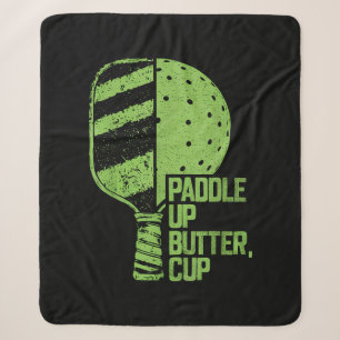 Cobertor Sherpa Pickleball Engraçada Paddle Para Cima Manteiga