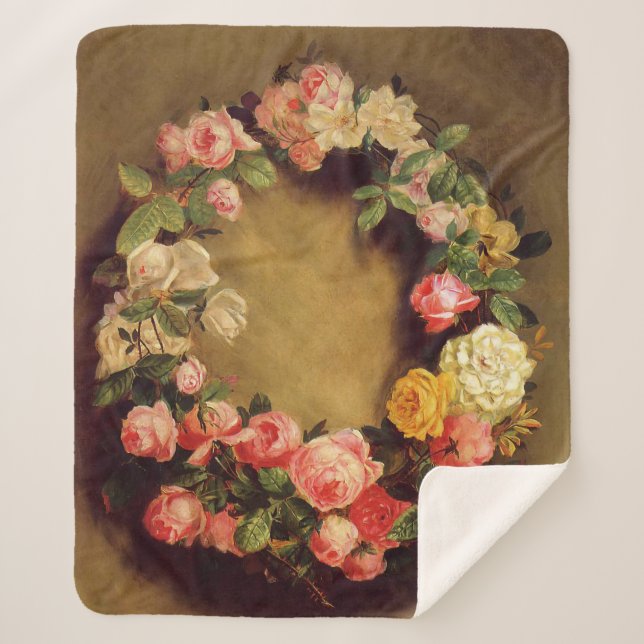 Cobertor Sherpa Pierre-Auguste Renoir - Coroa de Rosas (Frente)