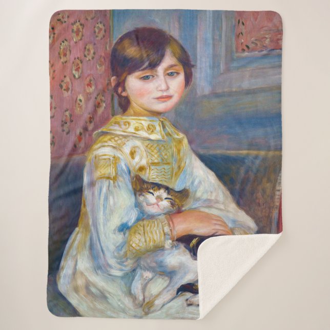 Cobertor Sherpa Pierre-Auguste Renoir - Criança com Gato (Frente)