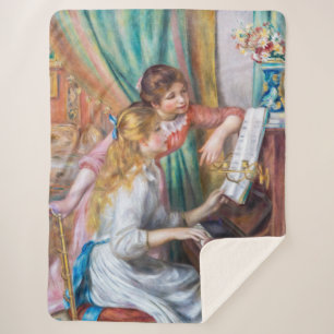 Cobertor Sherpa Pierre Auguste Renoir - Jovens Meninas no Piano