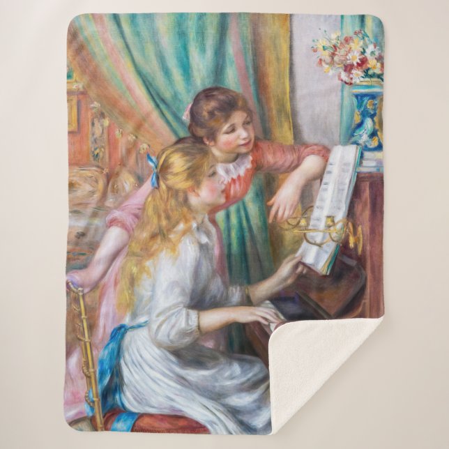 Cobertor Sherpa Pierre Auguste Renoir - Jovens Meninas no Piano (Frente)