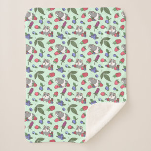 Cobertor Sherpa Pigs e Berries - Padrão em Minint Green