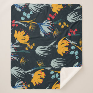 Cobertor Sherpa Pincel Floral Contrastada: Preto Sem Vista