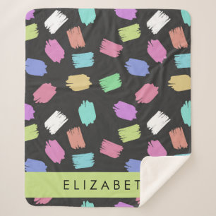 Cobertor Sherpa Pincel Tinta, Traços Coloridos De Pincel, Seu Nome