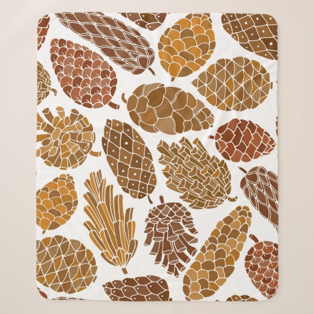 Cobertor Sherpa Pine cones seamless pattern (Frente)