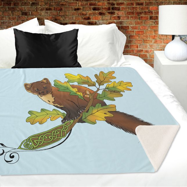 Cobertor Sherpa Pine Marten Autumn Leaves (Criador carregado)