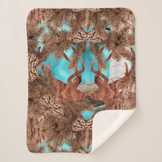 Cobertor Sherpa Pine Stag Sherpa Blanket LightBlue
