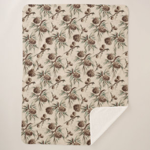 Cobertor Sherpa Pineges de Natais vintages retrorados