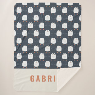 Cobertor Sherpa pinguim engraçado festivo personalizado de criança