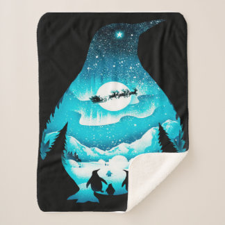 Cobertor Sherpa Pinguim Personalizado | Cartão de aniversário