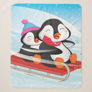 Cobertor Sherpa Pinguins Amantes em Aberto Presente Para Criança