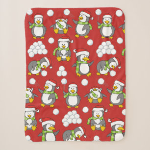 Cobertor Sherpa Pinguins de Natal