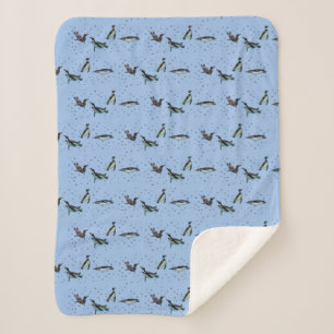 Cobertor Sherpa Pinguins espumantes Sherpa Blanket (Azul Claro)