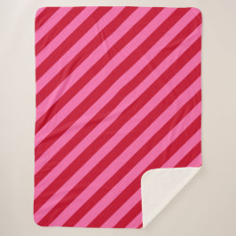 Cobertor Sherpa Pink and Red Christmas Peppermint Stripes 