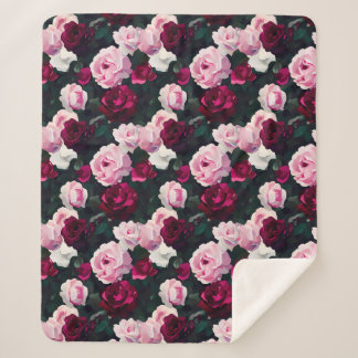 Cobertor Sherpa Pink and Red Painted Roses