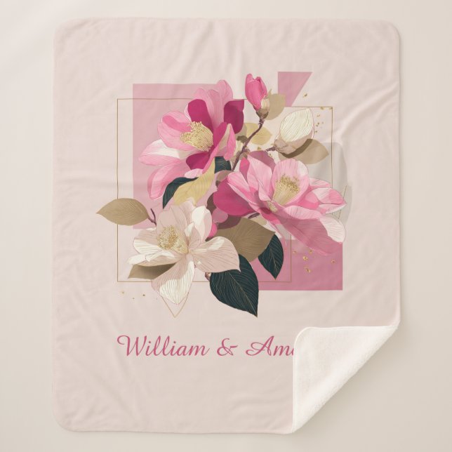 Cobertor Sherpa Pink Camellia Bloom (Frente)