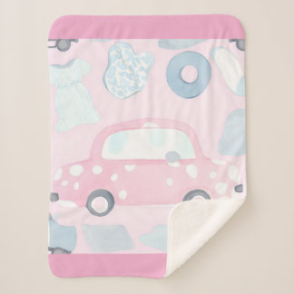 Cobertor Sherpa Pink car AI art 