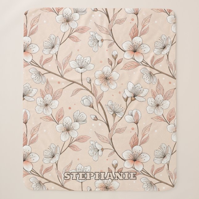 Cobertor Sherpa Pink Cherry Blossom Sakura Padrão a Rosa (2) (Frente)