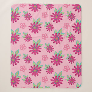 Cobertor Sherpa Pink Daisy Floreal sem costura, beleza, blo