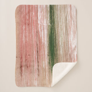 Cobertor Sherpa Pink green striped abstract painting art