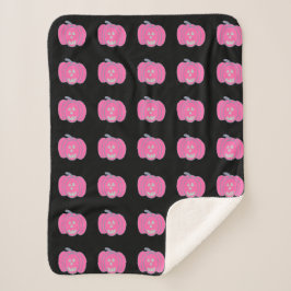 Cobertor Sherpa Pink Halloween Jack-o-lanternas
