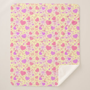 Cobertor Sherpa Pink Hearts Pattern 01 Lyellow BG