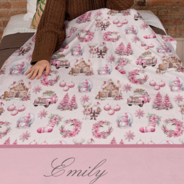 Cobertor Sherpa Pink Natal Personalizado (Criador carregado)