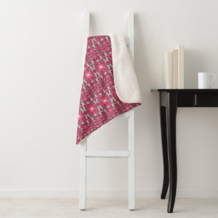Cobertor Sherpa Pink Rose Flor Blanket Com Branco