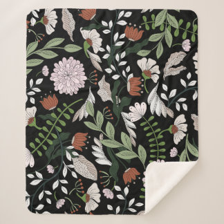 Cobertor Sherpa Pintadas Mãos Antigas Flores De Engrenagem