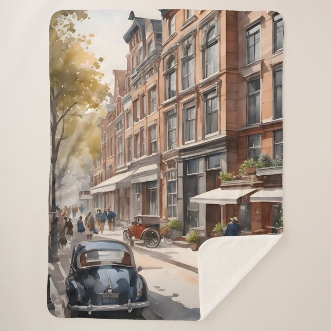 Cobertor Sherpa Pintor aquoso de Amsterdã (Frente)