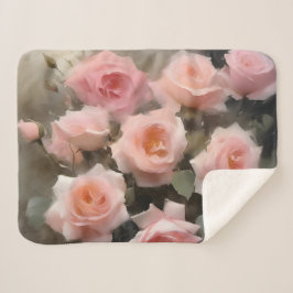 Cobertor Sherpa pintura a aquarela de rosas rosa bonito