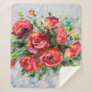 Cobertor Sherpa  pintura a óleo de abstrato de belos buquês fresco