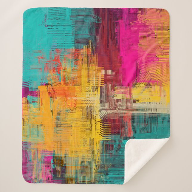 Cobertor Sherpa pintura a óleo de abstrato, fundo expressivo. (Frente)